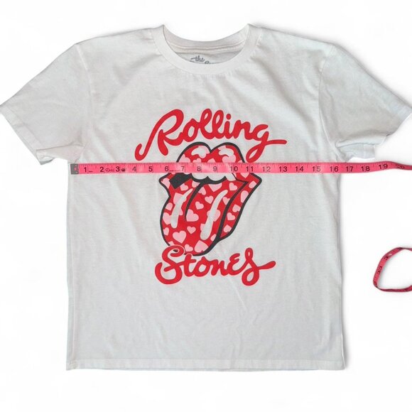 The Rolling Stones White and Red Band Graphic Tee Heart Print Mouth T-Shirt Sz M - Picture 4 of 5